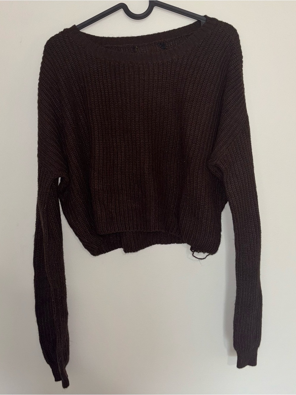 Bluenotes Women's Dark Brown Cropped Knit Sweater